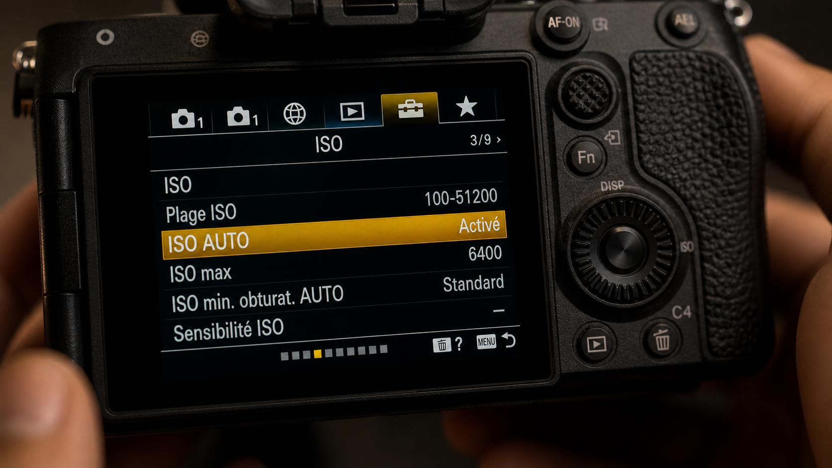 Menu ISO Auto avec plafond